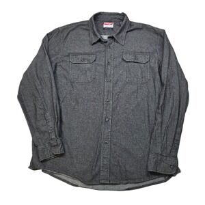 Wrangler Premium Shirt Mens‎ 2XL Gray Black Quality Comfort Flex Chambray